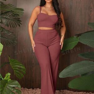 Sexy cami top and flare pants set
